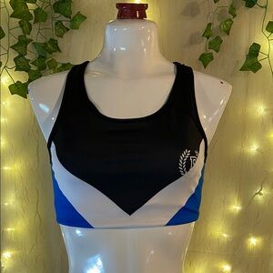 PINK Victoria's Secret Black and Blue Sports Bra with Racerback